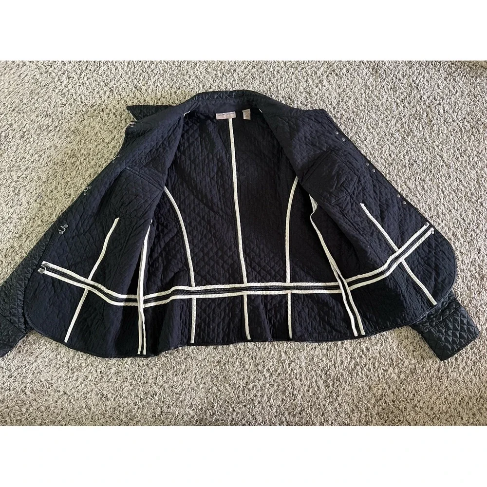I.E. Relaxed Black Quilted Women’s Blazer Jacket - Picture 11 of 12